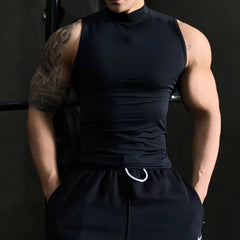 Bonsir Gym Sleeveless Vests Workout Tank Top Sexy Men Bodybuilding Tight Singlet Fitness Muscle Man Sports Sweatshirt Mock Neck Clothes