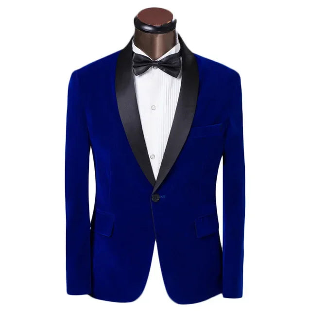 Bonsir Purple Velvet Slim Fit Men Suit Blazers Groomsmen Tuxedos Prom Casual Velour Mens Suit Wedding Groom Clothes(Jacket+Pants)