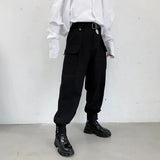 Bonsir Summer Black Personality Design Three-dimensional Pocket Overalls Men All-match Casual Trousers Mens Clothing Pants Hombre Y2K