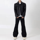 Bonsir Mens Pu Leather Motorcycle Grunge Slim Casual Pu Jacket Spring Streetwear Youth Campus Jacket Old Money Men'S Clothing New