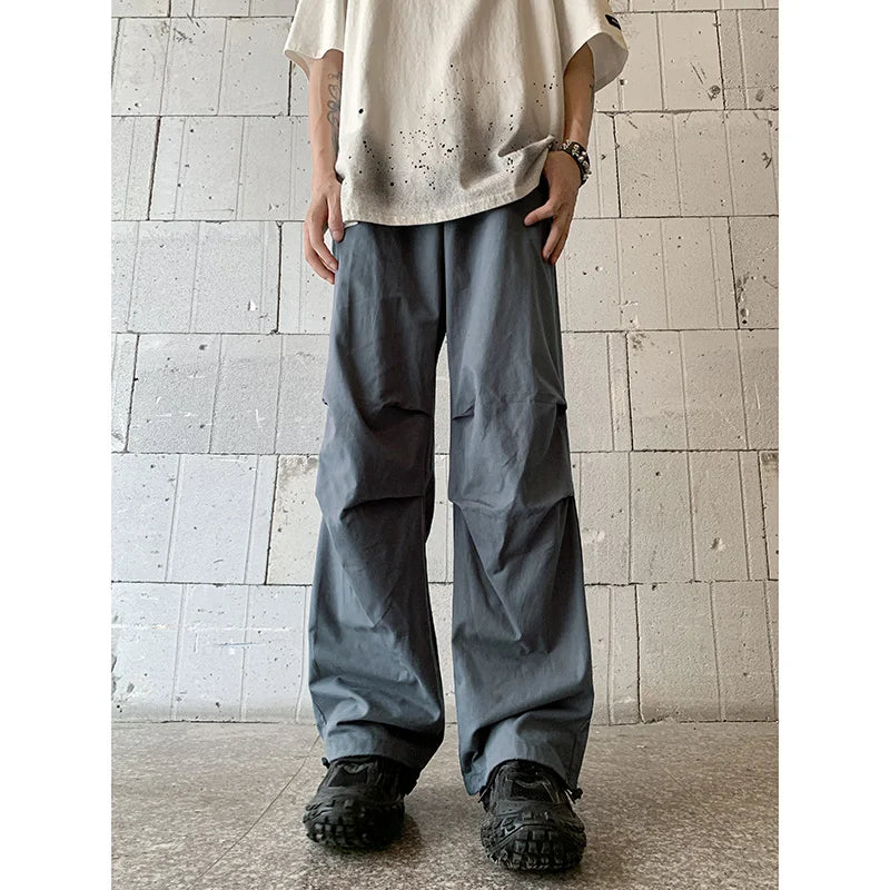 Bonsir Cargo Pants Men's Summer Functional Wide Leg Rush Pants Senior Feeling Ruffian Handsome Loose Straight Tube Casual Pants