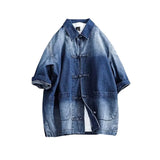 BONSIR  -  Denim Jacket Men's Distressed Shirts Men's Tang Suits Washed Denim Jackets Men's Denim Jackets Men's Casual Wear Men Mens Jacket