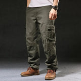 Bonsir Casual Cotton Multi-Pocket Military Cargo Pants Men Combat Army Work Wear-Resistant Overalls Trousers Plus Size Straight