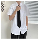 BONSIR  -  Summer Thin Short-sleeved Men's Collegiate Japanese Style Loose Shirt