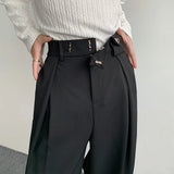 BONSIR  -  Black Suit Pants Men Oversized Fashion Social Mens Dress Pants Korean Loose Straight Wide Leg Pants Mens Office Formal Trousers
