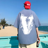 BONSIR  -  Summer Men Funny Smoke V Printed T Shirt Male O-neck T-shirt Daliy All-match Causal Tshirts Women Short Sleeve Tee Tops 5 Colors