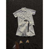 BONSIR  -  Men Relaxed Summer Outfit Set  Short-Sleeve Button-Up Shirt  Matching Shorts Two-Pocket Casual Comfort  Beach Travel Daily Wear