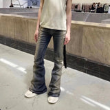 Bonsir RO Style Gradient Washed Sashes Flare Jeans Unisex Streetwear Baggy Y2K Bell-bottoms Harajuku Loose Casual Denim Trousers