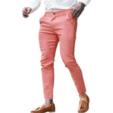 BONSIR  -  Fashionable Solid Color Slim Pencil Pants Men 2025 Spring Autumn New Casual Pants For Mens Vintage Straight Trousers Streetwear