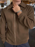 BONSIR  -  Stylish Mens Turn-down Collar Jackets Streetwear Vintage Solid Color Corduroy Jacket For Men Spring Casual Zip-up Ribbed Coats