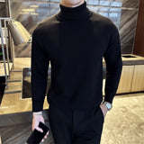 Bonsir Korean Turtleneck Sweater High Quality Autumn Winter Solid Color Long Sleeve Warm Knit Sweater Luxury Men Elastic Knit Pull