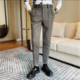 Bonsir Autumn Winter Thickened Fashion Casual Suit Pants Men Slim Fit Straight Pant Formal Business Neapolitan Social Office Trousers