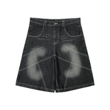 Bonsir Match Pocket Washed Baggy Jeans Shorts for Men and Women Wide Leg Streetwear Casual Over Knee Length Denim Pants