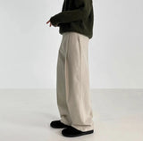 BONSIR  -  Autumn Winter Men's Cotton Wide Leg Floor Suit Pants Korean Casual Loose Straight  Thicken Full Length Trousers Male Keep Warm