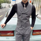 Bonsir ( Vest + Pants) Men Luxury Double Breasted Design Suit Vest 2 pieces Formal Groom Wedding Dress Vest Set Fashion Club Clothing