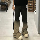 Bonsir Streetwear RO style Gradient Color Baggy Stacked Baggy Flare Jeans for Men and Women Straight Washed Casual Denim Trousers