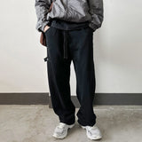 Bonsir Streetwear Washed Vintage Solid Baggy Joggers Sweatpants Mens and Womens Straight Pocket Loose Casual Drawstring Trousers