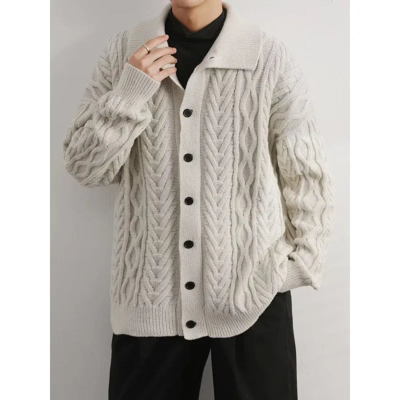 Bonsir Clothing Men Autumn and Winter High Quality Casual Cardigan Sweaters Jackets/Male Slim Fit Fashion Lapel Knit Sweater 2XL