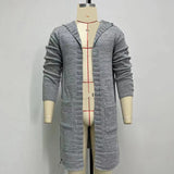 Bonsir Autumn Winter Long Knitwear Mens Thin Loose Hoodie Big Pocket Cardigan Fashion Knitted Sweater Coat Streetwear Clothing For Men