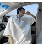 BONSIR  -  Unisex Oversized Half-Zip T-Shirt - Comfortable  Stylish Couple Tee for Everyday Wear Waffle Oversized Comfort & Modern Street