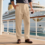 BONSIR  -  New American Style Business Men Suit Pants Light Luxury Leisure Linen Straight Pants Urban Fashion High Quality Loose Trousers