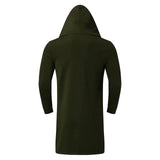 BONSIR  -  Fashion Men Hooded Poncho Loose Clothes Autumn Winter Mid-length Solid Punk Long Sleeve Coat Thicke Warm Cardigan Man Cloak