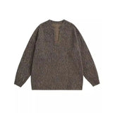BONSIR  -  Korean version solid color v-neck sweater men's winter gray high-end loose casual lazy versatile knitted top