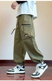 BONSIR  -  Army Green Cargo Pants Men Autumn Korean Streetwear Men's Harajuku Loose Straight Workwear Trousers New Wide-leg Baggy Pants Man