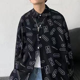 BONSIR  -  Mens Shirt Letter Print Casual Shirt Spring Street Wear Fashion Youth Campus All-Match Long-Sleeve Top Men'S Clothing 2025 New