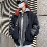 BONSIR  -  American fashion brand splicing baseball uniform cotton jacket spring and autumn loose cotton functional couple jacket