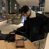 Bonsir Winter Jacket Men Warm Fashion Casual Thickened Leather Jacket Men Streetwear Korean Loose Short Coat Mens Thick Leather Coat