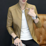 Bonsir Slim Fit Leather Jacket for Men Thin Casual Man Suits and Blazers New in Spring Clothes Menswear Gentleman Fashionable Coats Hot