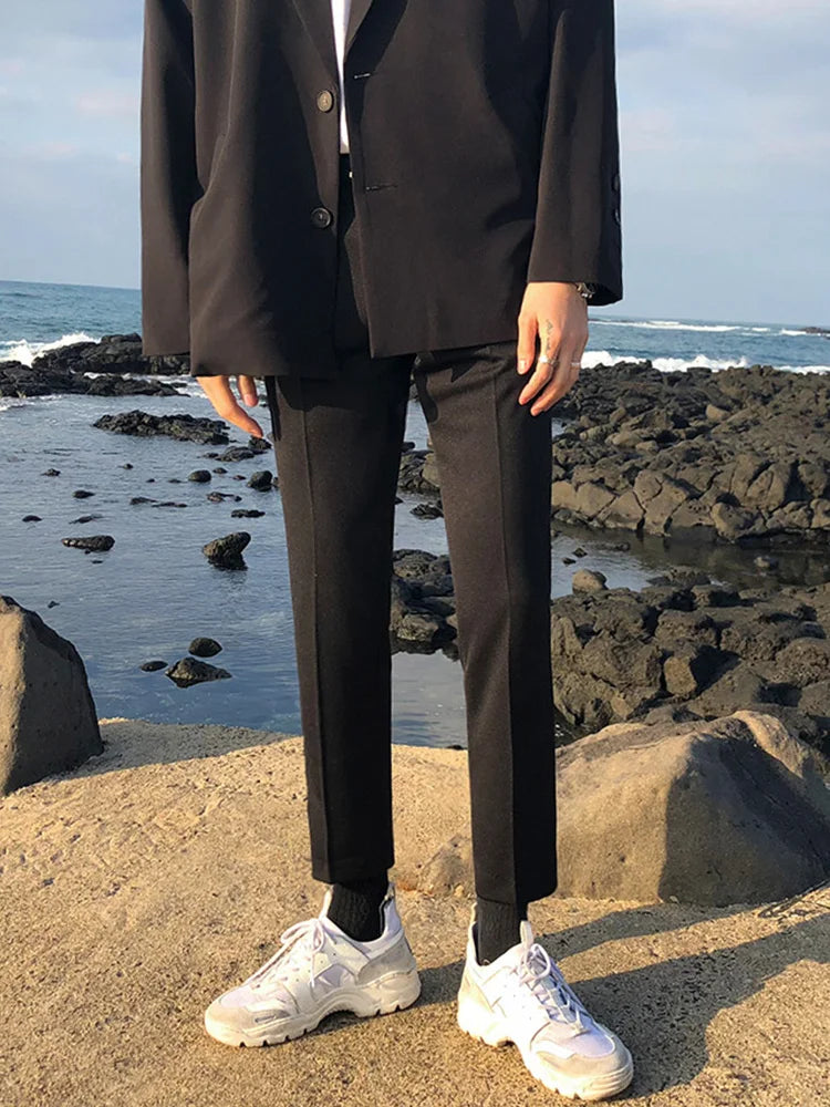 Bonsir -  Wear Men's Autumn Tide Suit Pants New Korean Fashion Slim Casual Pants Black All-match Trousers For Male 2Y2257