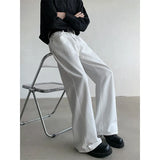 BONSIR  -  American Wide-leg Straight Jeans Men Loose Casual Denim Trousers Neutral White Jeans Streetwear Pure Color Men Women Jeans Pants