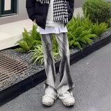 Bonsir Y2K Streetwear Tie Dye White Baggy Flare Jeans Pants Men Designer Clothes New Rock Old Women Long Trousers Roupa