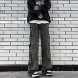Bonsir Men'S Clothing Casual Jeans 2024 American Retro High Street Pants Men'S Niche Design Pleated Flared Wide-Leg Pants Y2k Jeans
