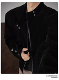 BONSIR  -  Coffee autumn velvet stand collar jacket men's American retro work jacket loose casual  top trendy