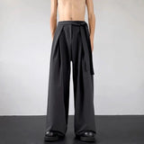 Bonsir Mens Y2k Japanese Belt Casual Trousers Streetwear Daily Niche Personality Versatile Comfortable Straight Pants Men 2024 New
