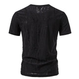 BONSIR  -  Mens T-Shirts Ripped Hollow Casual T-Shirts Streetwear Fashion Niche Personality Trend Short-Sleeve Tops Men'S Clothing 2025 New
