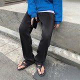 BONSIR  -  Summer Pleated Pants Men Fashion Gray Black Ice Silk Pants Men Streetwear Korean Loose Straight Casual Pants Mens Trousers M-3XL