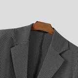 BONSIR  -  Men Plaid Blazer Lapel Half Sleeve Button Casual Suits Men Streetwear 2025 Korean Style Fashion Leisure Thin Coats S-5XL