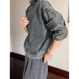 BONSIR  -  Hong Kong style denim jacket men's fashion brand high street niche personality leisure collar pullover work jacket