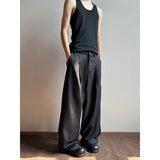 BONSIR  -  Grey Black Suit Pants Men Oversized Fashion Society Mens Dress Pants Korean Loose Wide Leg Pants Mens Office Formal Trousers