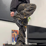 BONSIR  -  New Men's Vintage Camouflage Jeans Overalls Y2k American Fashion Trend High Street Hip-Hop Casual Loose Straight Men's Bottoms