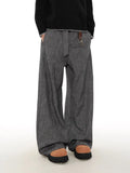 BONSIR  -  American retro old money style bamboo joint strap draped suit pants men and women spring loose straight casual trousers