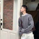 BONSIR  -  American retro contrasting color striped twisted zipper cardigan knit sweater jacket men and women casual versatile tops
