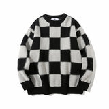 BONSIR  -  Spring Autumn Men's Plaid O-Neck Sweaters Casual Men Cashmere Warm Knitted Pullover Men Classic Loose Knitwear Sweaters Clothing