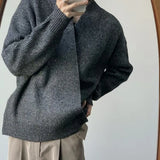 BONSIR  -  Autumn and winter simple design drop-down cardigan sweater loose lazy men's and women's casual knitted sweater jacket
