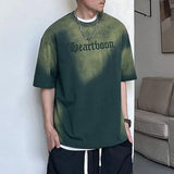 BONSIR  -  Distressed American Retro Pullovers Summer New Round Neck Men's Clothing Casual Short Sleeve Fashion Letter Embroidery T-shirts