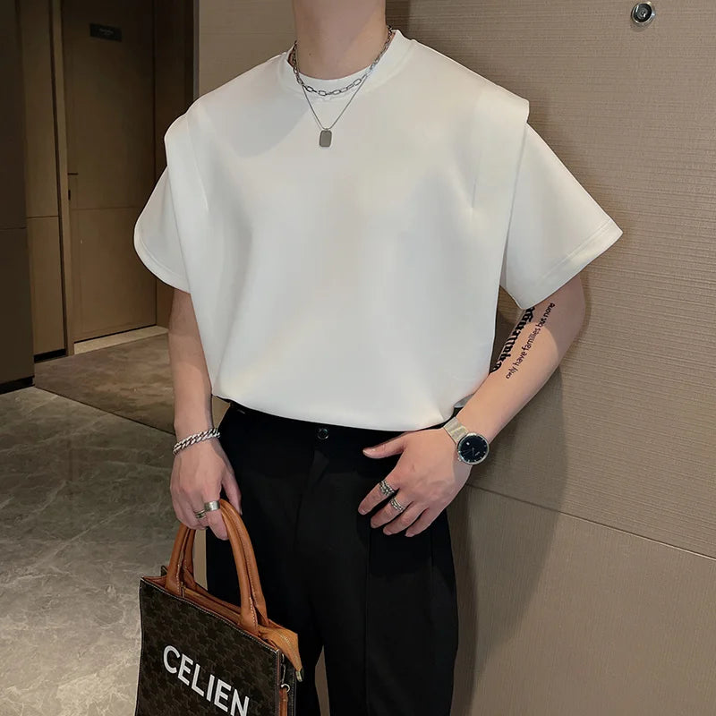 BONSIR   -  Summer Short Sleeve T-shirt Men Fashion Black White Oversized T Shirt Men Streetwear Korean Loose Round Neck Tshirt Mens Top